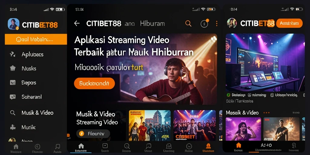 Tampilan antarmuka aplikasi CITIBET88 untuk streaming video.