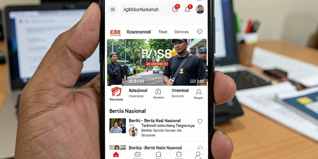 Screenshot antarmuka utama E88 menampilkan berita nasional terbaru.