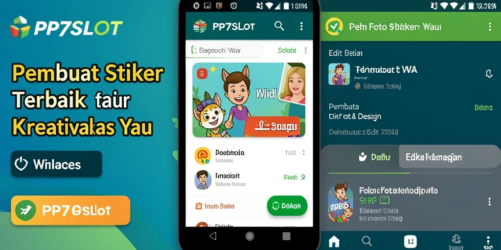 Antarmuka aplikasi PP7SLOT untuk membuat stiker WA yang simpel dan menarik.